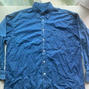 Dark Blue Denim Button Up Long Sleeve